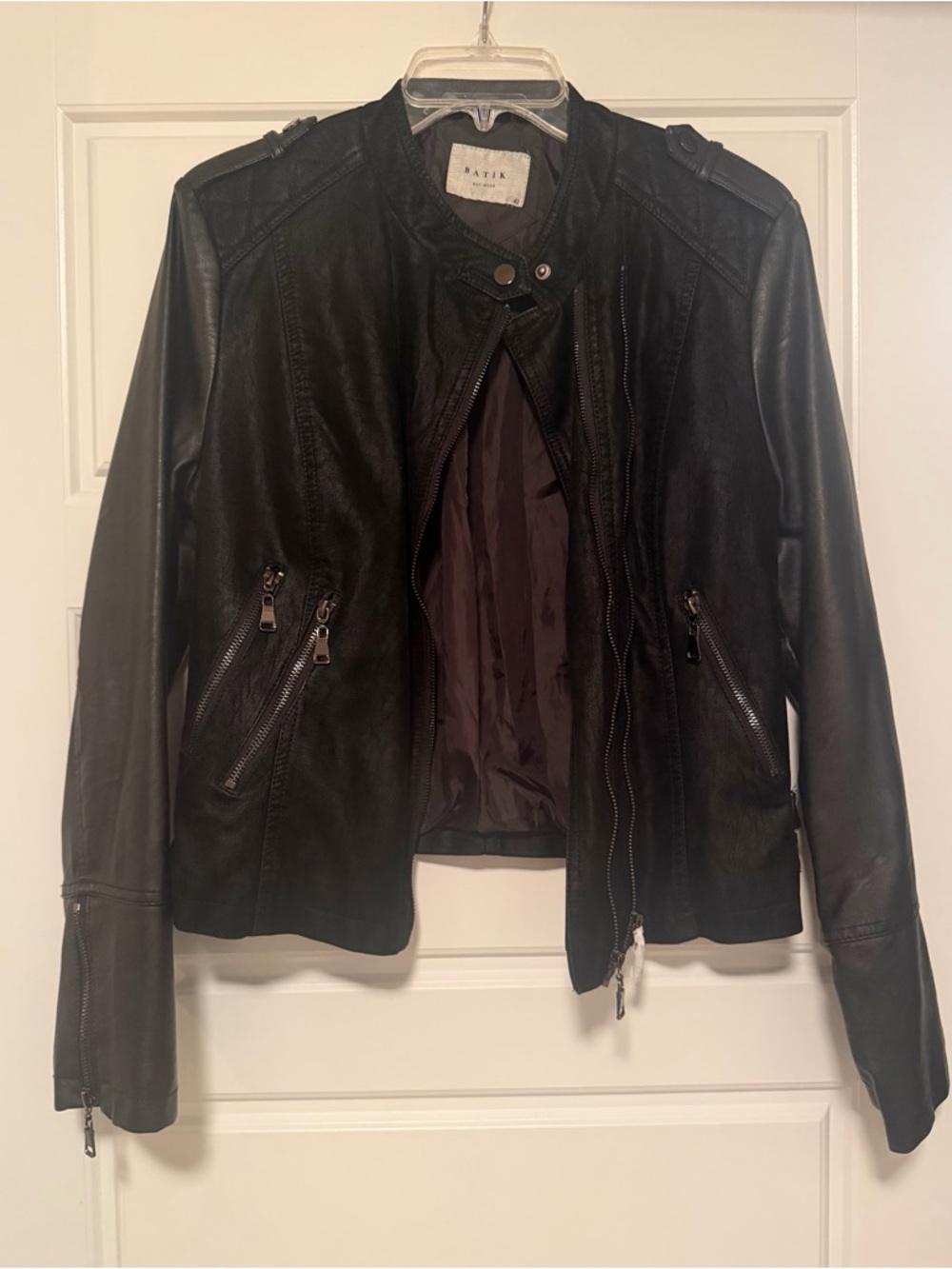 Batik Women's Black Leather Biker Jacket